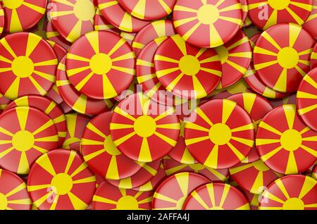 Badges avec le drapeau de Macédoine, 3D Rendering Banque D'Images