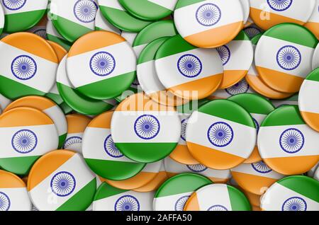 Badges avec drapeau de l'Inde, 3D Rendering Banque D'Images