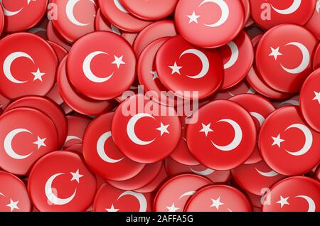 Badges avec drapeau de la Turquie, rendu 3D Banque D'Images