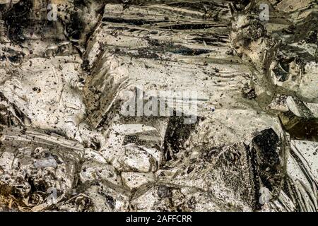 Exteme macro d'une surface de la pyrite. Banque D'Images