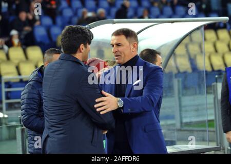 Mister leonardo semplici (SPAL) saluta mister daniel fonseca (Roma) au cours Roma vs Spal, Roma, Italie, 15 décembre 2019, le soccer Soccer Serie A italienne Hommes C Banque D'Images