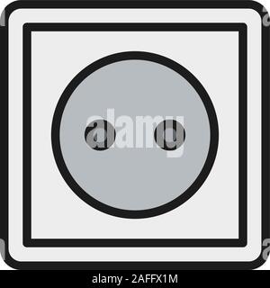 Prise de courant européenne Télévision couleur ligne icône. Isolé sur fond blanc Illustration de Vecteur