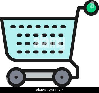 Panier, chariot à plat sur l'icône de la ligne de couleur. Isolé sur fond blanc Illustration de Vecteur
