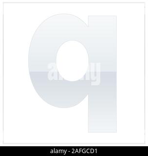 La lettre q, blancs et gris, moitié-moitié. Mêmes couleurs tourner à l'envers et utilisé dans l'image. Sur fond blanc Banque D'Images