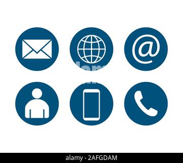 Contactez Icon Set. Illustrations vectorielles. Modèle plat. Illustration de Vecteur
