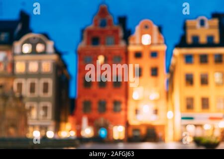 Stockholm, Suède. Le célèbre Vieux maisons colorées. Abstract Background Bokeh Boke. Contexte de conception. Banque D'Images