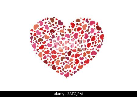 Beaucoup de petits cœurs dans la forme d'une grande. Vector illustration. Valentines Day carte postale. Illustration de Vecteur