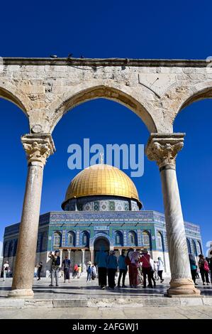 Jérusalem Israël. Dôme du rocher mosquée à Mont du Temple Banque D'Images