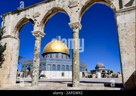 Jérusalem Israël. Dôme du rocher mosquée à Mont du Temple Banque D'Images