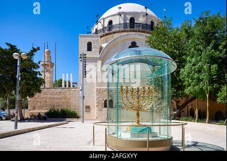 Jérusalem Israël. La synagogue Hurva, également connu sous le nom de Hurvat Rabbi Yehudah he-Hassid Banque D'Images