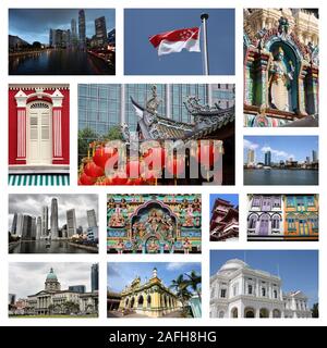 La ville de Singapour billet collage photo - images collection. Banque D'Images