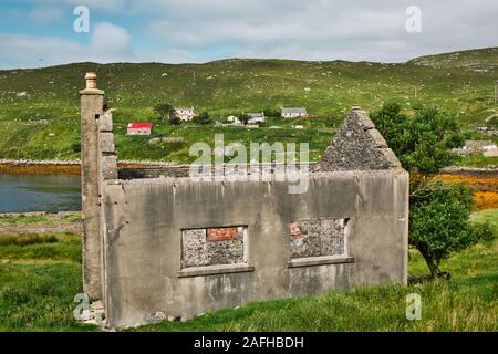 Demeure abandonnée de crofters, île de Harris, Hébrides extérieures, Écosse Banque D'Images