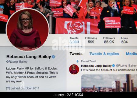 Compte Twitter de Rebecca Long-Bailey - Député de Salford et de Eccles. Banque D'Images