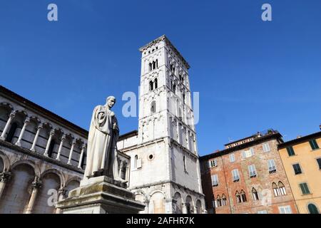 Lucca, Italie - ville médiévale de Toscane. San Michele in Foro - basilique catholique église dédiée à l'Archange Michael. Banque D'Images