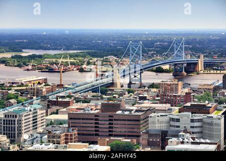 Pont Benjamin Franklin à Philadelphie, aux États-Unis. Banque D'Images