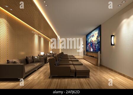 Le rendu 3D home cinéma Banque D'Images