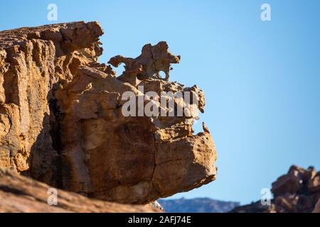 Détail d'une formation de roche bizarre avec le crack, Truitjieskraal, Cederberg Wilderness Area, Afrique du Sud Banque D'Images