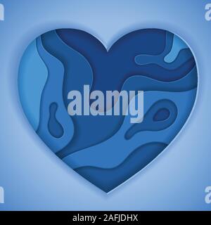 Coupe Papier Coeur bleu Illustration de Vecteur