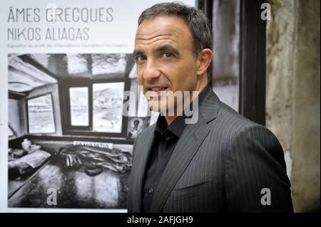 Français-grec Nikos Aliagas, journaliste, artiste et photographe. Paris, Mai 26, 2016 Banque D'Images