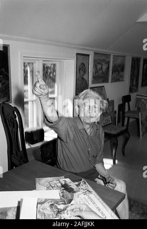 Zu Besuch bei Kunstmaler Eric Johannson, dessen Werk im Dritten Reich als entartet eingestuft wurde, dans Lövbrunna Haus auf seinem Gard bei Täby, 1969. Visiter peintre Eric Johannson, dont le travail a été classé comme dégénérer pendant le Troisième Reich, dans son domicile à Lövbrunna Gard près de Täby, 1969. Banque D'Images