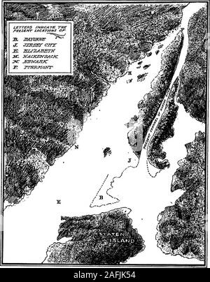 . Première de l'histoire de Bayonne, New Jersey. L'ancienne embouchure de la rivière Hudson, selon de récentes données du U.S. Geological Survey. Dessiné et publié dans le nouveau YorkHerald, et reproduit ici avec l'autorisation. Les pointillés indiquent le contour actuel de la terre dans le New Jersey et Manhattan. Première de l'histoire de Bayonne, New Jersey. Par RoYDEN Page Whitcomb. Publié par R. P. Whitcomb,24 East 37TH Street,Bayonne, N. J.10O4. Copyright 1904, par le R. P. WHITCOMB. X R.B.D, TABLE DES MATIÈRES. Page.INTRODUCTION, par le maire Thomas Brady 12 AUTEURS PRÉFACE CHAPITRE I 15 17 Pre-Glacial d'âge. Chapitre li Banque D'Images