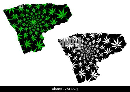 Province du Zaïre (Provinces de l'Angola, de la République de l'Angola) la carte est conçue de feuilles de cannabis vert et noir, Zaïre carte de marijuana, THC) fo Illustration de Vecteur