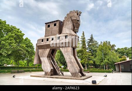 Le cheval de Troie à la ville antique de Troie en Turquie Banque D'Images