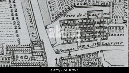 . Description historique de la ville de Paris et de ses environs. ne, auquel ellecenoit. Sur la nommoit autrefois la rueau Comte dArtois, la rue à la Comte [JedArtois , la rue de Bourgogne , la rue dela Porte Comtejje PorteComte ^ dArtois de la aboutifïoicà ^ dArtois parce quelle une petite porte de la ville, qui étantauprès de lHôtel dArtois, en avoit le nom aulSpris. De tous ces noms celui dela Comtejje dArtois a prévalu et lui eftredé. Je parlerai de lHôtel dArtois, oude Bourgogne, en faifant la defcription&lt;du quartier fuivant. La Pointe S, Enjlache Çpecede eft une ifocelle &triangle dont Banque D'Images