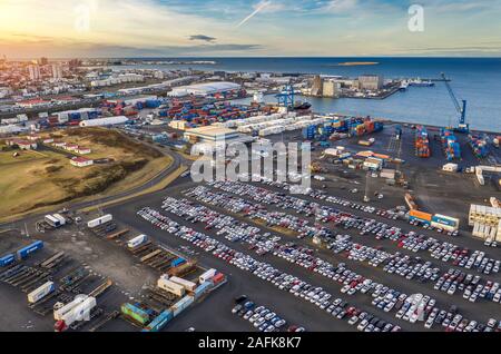 Port de Reykjavik, port d'expédition, Reykjavik, Islande Banque D'Images