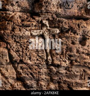 Grottes de Hella, l'Islande. L'homme a fait des grottes, pourraient être faites par les Celtes qui habitaient l'Islande avant l'ouverture officielle de la colonisation scandinave, fin du ixe siècle. Banque D'Images