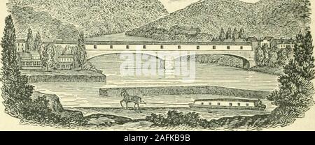 . Collections historiques de l'état du New Jersey : passé et présent :. une haute colline, en face de Easton, Pennsylvanie, et 13 kilomètres de S.Graham. Le point de vue a été prise à partir de la Lehigh hill, un boldbluff sur l'Ohio. Vu theLehigh est immédiatement sous celui de rivière, à sa jonction avec le Delaware et la Pennsyl-vania canal, qui relie avec le charbon-régions de cet état.plus loin se trouve le pont sur la Maine-une structure magnifique, avec des piles en pierre, érigée à une dépense d'environ iSSOjOOO. Surla droite, partie de Philipsburg, et sur la gauche une partie de l'Easton,sont affichées. Dans la dista Banque D'Images