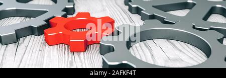 Pignons leader rouge concept panoramique. Le rendu 3D Banque D'Images