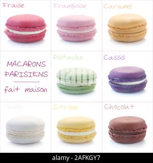 Ensemble de diverses saveurs de macarons Banque D'Images