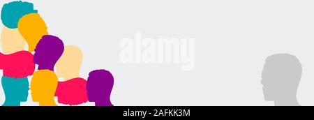 Concept des ressources humaines avec des silhouettes colorées des chefs organisé sur fond blanc Banque D'Images
