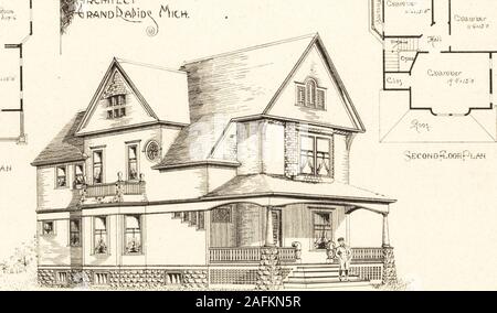 . Logement : offrant une vue artistique, des plans et des estimations de coût de nombreux cottage - dessins et modèles industriels, l'établissement des coûts à partir de $600, conçus et sélectionnés avec une référence particulière à l'économie dans la construction et la commodité d'arrangement. C^^^ o| G&Lt ;)"-t. Banque D'Images