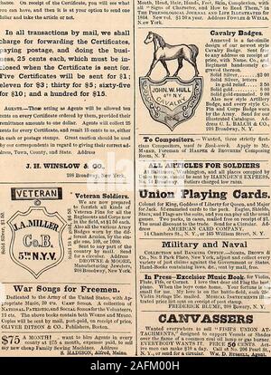 . Harper's weekly. 0 chacun. En 0000 RiugB 250 à 500 chacun. Coses et crayons 400 à 600 chacun. Chaque. Certificats de toutes les divers articles, en précisant qu'à l'ensemble des transactions par courrier électronique, nous shallcharge pour transférer les certificats, en faisant de l'affranchissement, et faisant, 25 cents de chaque certificat, que j'ai est envoyée pour.cinq certificats seront envoyés pour ?1;11 pour 3 $ ; trente pour $5 ; soixante-fivefor $10 ; et une centaine pour 15 $. HAEPERS CHAQUE SEMAINE. WATCHESARMY. J'Pilpcrblv 1 gf f,ui |i..&gt;l iv :.- ?.• ? Nl.il US:tr .,.,.,. ?.., ; Magic Moment d'observateurs, la perfection de mécanisme ! Étant une chasse, ou d'ouvrir Pa Banque D'Images