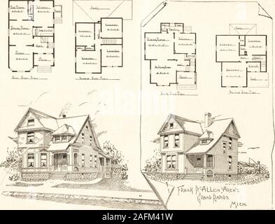 . Logement : offrant une vue artistique, des plans et des estimations de coût de nombreux cottage - dessins et modèles industriels, l'établissement des coûts à partir de $600, conçus et sélectionnés avec une référence particulière à l'économie dans la construction et la commodité d'arrangement. )Rice de plans, voir page 7. 54. Le dessin n°36. Le dessin n°37. Design 55 no 38. De deux étages en brique et haut Grenier Résidence. 42 pieds 6 pouces de largeur, longueur 58 pieds, non compris les porches. Ofstories hauteur-première, 10 pieds 6 pouces, 1g pieds 6 pouces. La fondation en pierre à fond ; Cave cave sous toute la maison:gables, en bardeaux d'ardoise de toit. C'est un plus prétentieuse hous Banque D'Images