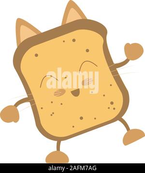 Caractère Chat mignon Tartines Cartoon Illustrations vectorielles Illustration de Vecteur