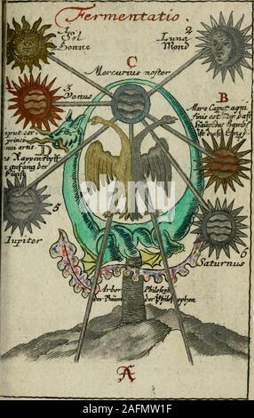 . Joh. Faustij Michaelis ... Recueil alchymist. novum, sive, Pandora explicata & figuris jllustrata, das ist, Die edelste Gabe Gottes, de l'Oder, Ein Schatz güldener : mit welchem die alten und neuen Philosophi, die unvollkommene Metall, durch Gewalt des Feuers und allerhand schädliche oecd, unheylsame Kranckheiten innerlich und und die durch, äusserlich Würckung vertrieben haben : dieser Edition wird annoch, nebst vielen und über Philosophischen 800 Kupffern Anmerckungen volkomenes alchymisticum, ein Lexique novum, und ein vollständiges Register rerum et verborum, beygefüget. Authoris. 2 Banque D'Images