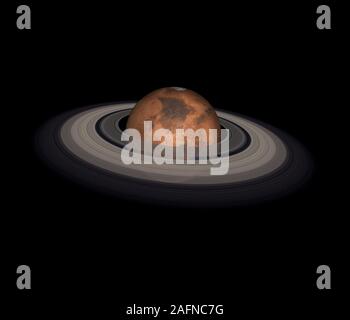 Mars planète du système solaire avec anneau planétaire isolé sur fond noir. Éléments de cette image ont été fournies par la NASA Banque D'Images