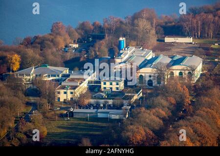 Photo aérienne, GELSENWASSER AG waterworks Haltern, Haltern am See, Ruhr, Rhénanie du Nord-Westphalie, Allemagne, DE, l'Europe, zone commerciale, commercial Banque D'Images