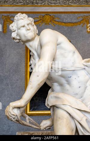 Art italien, sculpture de David, sculptures de Gian Lorenzo Bernini, Galleria Borghese Museum, Villa Borghese, Rome, Italie Banque D'Images