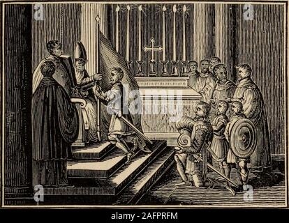 . La Protestant : essais sur les principaux points de controverse entre l'Église de Rome et les Réformés : avec une annexe illustrant Jesuitism, monachism papauté et en Amérique ... N° 28. Bénédiction d'un guerrier, p. 7.. N° 29. Bénédiction d'un standard, p. 8. Banque D'Images