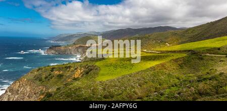 7 avril 2019 - ROUTE 1, PCH, CENTRAL COAST, CA, USA - Bixby bridge sur la Route 1, la Pacific Coast Highway (PCH) de Point d'ouragan Banque D'Images