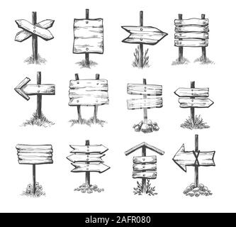 Des panneaux de direction Doodle Illustration de Vecteur