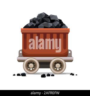 Chariot de charbon mine Illustration de Vecteur