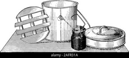 . La nourriture ; sa composition et préparation ; un manuel pour les cours d'arts ménagers. WesternStates et du Nord. Par cold-pack est signifiait que le cooledproduct non cuit est emballé dans des bocaux chauds et couverts de liquide chaud de * D'après une déclaration faite par le Bureau de la chimie des Etats-unis Ministère de l'Agriculture le danger de la nourriture comme poisoningknown Le botulisme est éliminé par l'ébullition de l'aérosol pour quelques minutes avant de manger. Le bacille botulinique et le poison whichit produit sont détruits par ce traitement. 158 une sorte de nourriture. Le pot est ensuite joint partiellement Banque D'Images