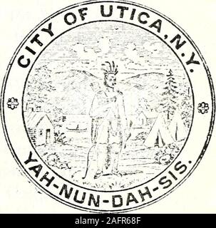 . Opérations de la Société d'histoire de l'oneida à Utica. La Société d'histoire de l'oneida demande à l'honneur de votre présence à la Services de consécration à l'emplacement de Fort ofOld Schuyler, mercredi, Juillet 4th, 1883 at2, P. M. Ruind de Old Fort.- Joncx Annales, p. 490. 164 OLD FORT SCHUYLER. Le PAKADE. Nombre d'étrangers qui^ est venu à la ville sur ce occasionwas estimé à 20 000. Bien avant que la moitié-cours des 11 a. m. thecrowd d'hommes, de femmes et d'enfants ont commencé à se rassembler à Baggssquare et environs, et sur l'heure les diverses organisations locales andvisiting a commencé à prendre les lieux Baggs squ Banque D'Images