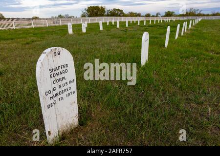 21 mai 2019, Fort Buford, N DAKOTA, USA - Fort Buford, 1866 Site de cimetière près de la confluence du Missouri et de la rivière Yellowstone Banque D'Images