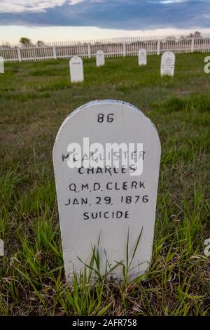 21 mai 2019, Fort Buford, N DAKOTA, USA - Fort Buford, 1866 Site de cimetière près de la confluence du Missouri et de la rivière Yellowstone Banque D'Images